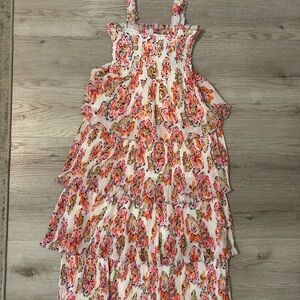 Reset by Jane Boutique colorful Floral tierd Ruffle Maxi Dress size small